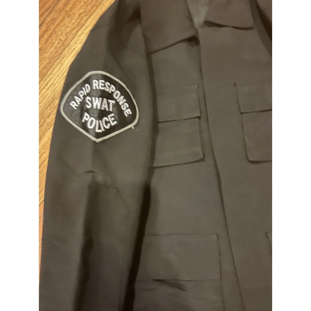 Youth Small SWAT Police Halloween Costume Black Pants Jacket Dress Up